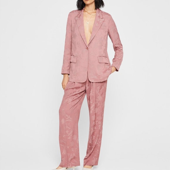 High-Rise Jacquard Trousers - Brand New - NEVER WORN - Dark Rose